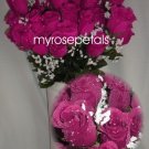 84 Silk Rose Flowers with Raindrops-Wedding Roses Flowers - Raspberry