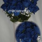 84 Silk Rose Flowers with Raindrops-Wedding Roses Flowers - Royal Blue