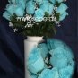 84 Silk Rose Flowers with Raindrops-Wedding Roses Flowers - Sky Blue