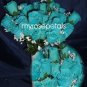 84 Silk Rose Flowers with Raindrops-Wedding Roses Flowers - Turquoise
