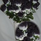 84 Silk Rose Flowers with Raindrops-Wedding Roses Flowers - White/Black