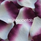 Petals - 1000 Silk Rose Petals Wedding Favors -  Two Tone - White/Plum