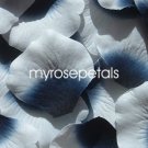 Petals - 200 Silk Rose Petals Wedding Favors -  Two Tone - Navy Blue/White