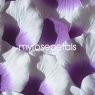 Petals - 200 Silk Rose Petals Wedding Favors -  Two Tone - Purple/White