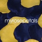 Petals - 200 Wedding Silk Rose Flower Petals Wedding Favors - Navy Blue & Yellow