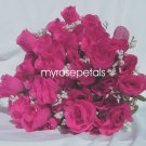84 Silk Rose Flowers with Raindrops-Wedding Roses Flowers - Hot Pink