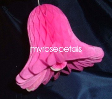 Honeycomb Bells - Bridal/Wedding/Anniversary Decor - 3" (6 count) - Hot Pink