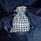 3x4 Cotton Gingham Wedding Favor Gift Bags/Pouches - Navy Blue (10 Bags)