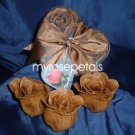 Scented Rose Shaped Soaps in Heart Box - Brown - with Satin Ribbon- Wedding Favors