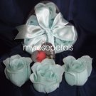 Scented Rose Shaped Soaps in Heart Box - Light Blue - with Satin Ribbon- Wedding Favors