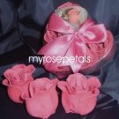 Scented Rose Shaped Soaps in Heart Box - Hot Pink (Set of 12)- with Satin Ribbon- Wedding Favors