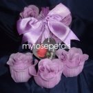 Scented Rose Shaped Soaps in Heart Box - Lavender (Set of 12)- with Satin Ribbon- Wedding Favors