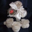 Scented Rose Shaped Soaps in Heart Box - White (Set of 12)- with Satin Ribbon- Wedding Favors