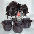 Scented Rose Shaped Soaps in Heart Box - Black (Set of 72)- with Satin Ribbon- Wedding Favors