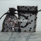 3x4 Tulle Polka Dots Wedding Favor Gift Bags/Pouches - Black (10 Bags)