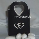 Favor Boxes - Black with White Double Hearts - (100 pcs) Wedding/Shower/Party Favors