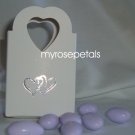 Favor Boxes - White with Embossed Silver Double Hearts - (100 pcs) Wedding/Shower/Party Favors