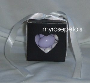 Favor Boxes - Transparent Heart - Black - (10 pcs) Wedding/Shower/Party Favors