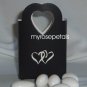 Favor Boxes - Black with White Double Hearts - (10 pcs) Wedding/Shower/Party Favors
