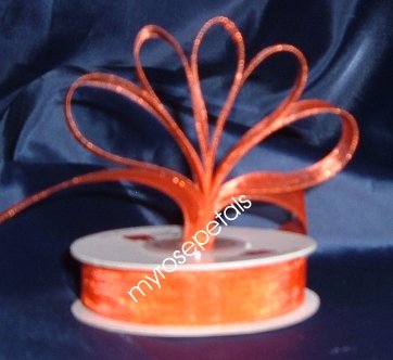 Sheer Organza Ribbon Mono Edge - 3/8" - 25 Yards (75 FT) - Orange