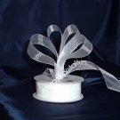 Sheer Organza Ribbon Mono Edge - 7/8" - 25 Yards (75 FT) - White