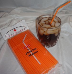 Straws - Flex/Flexible Drinking Straws - Luau - Wedding - Party - Orange - 100 Flexible Straws