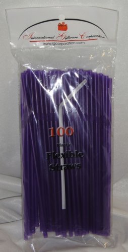 Straws - Flex/Flexible Drinking Straws - Luau - Wedding - Party - Purple - 200 Flexible Straws