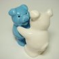 Ceramic Salt & Pepper Shakers Blue & White Pig Hug