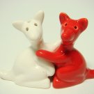 Ceramic Salt & Pepper Shakers Red & White Kangaroo Hug Ceramic Salt & Pepper Shakers Red & White Kangaroo Hug