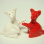 Ceramic Salt & Pepper Shakers Red & White Kangaroo Hug