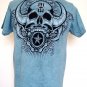Emperor Eternity Skull Punk Rock Tattoo T-Shirt Blue Size M