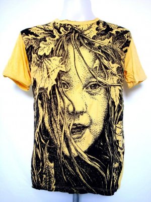 Mens Womens Girl Emo Punk Urban Soft Top Cotton T-Shirt Yellow