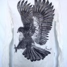 Mens Womens Eagle Urban Emo Soft Top Cotton Long Sleeve Shirt White Mens Womens Eagle Urban Emo Soft Top Cotton Long Sleeve Shirt White