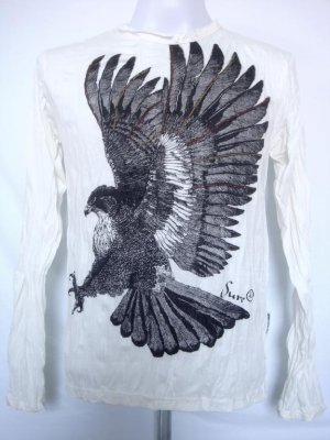 Mens Womens Eagle Urban Emo Soft Top Cotton Long Sleeve Shirt White