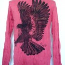Mens Womens Eagle Urban Emo Soft Top Cotton Long Sleeve Shirt Red Mens Womens Eagle Urban Emo Soft Top Cotton Long Sleeve Shirt Red