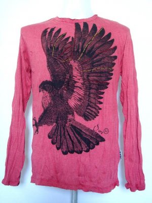 Mens Womens Eagle Urban Emo Soft Top Cotton Long Sleeve Shirt Red