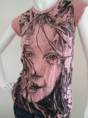 New Womens Girl Emo Punk Urban Cotton Top T-Shirt Pink