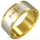 316L Gold Plated Stainless Steel Gothic Cross Ring
