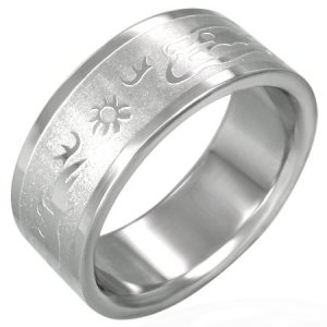 316L Surgical Stainless Steel Sunset Symbol Band Ring 7-10