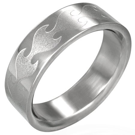 316L Stainless Steel Tribal Flame Band Ring Size 7-11