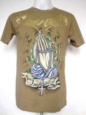 Emperor Eternity Prayer Immortal Cross Tattoo T-Shirt Olive M