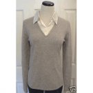 New CHARTER CLUB Gray Cashmere w/Ivory Silk Collar