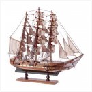 WOOD MODEL SCHOONER ON BASE