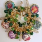 Altered Art Celtic Goddess Irish Eyes Upon You Brass Toggle Clasp Charm Bracelet OOAK