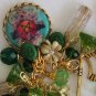 Altered Art Celtic Goddess Irish Eyes Upon You Brass Toggle Clasp Charm Bracelet OOAK