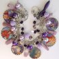 Altered Art Purple Season of the Witch Maiden, Mother, Crone Charm Bracelet OOAK