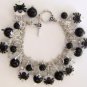 Handcrafted Lampwork Black Spider & Crystal Dreams Silver Bracelet OOAK