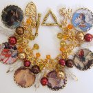 Altered Art Valkyrie Norse Female Warriors Handcrafted Brass Charm Bracelet OOAK