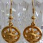 Handcrafted Brass Pagan Star Face French Hook Dangle Earrings OOAK