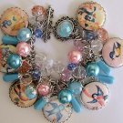 Altered Art Vintage Victorian Birds Silver Handcrafted Charm Bracelet OOAK